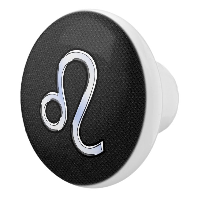 Chrome Like Leo Sign on snake skin Ceramic Knob (Right)