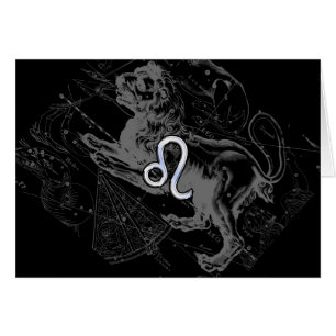 Chrome Like Leo Zodiac Constellation Map Hevelius Cards