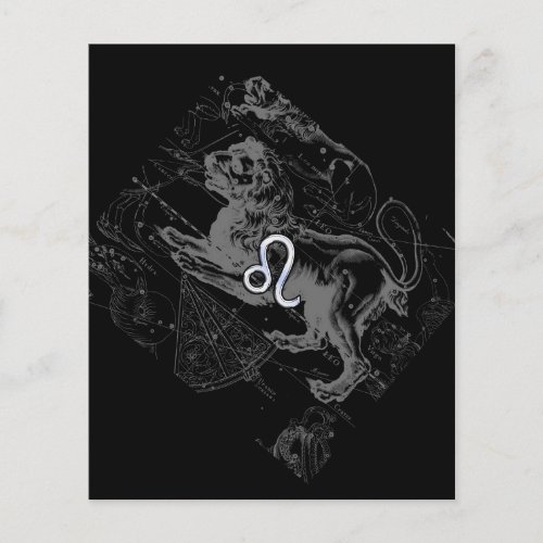 Chrome Like Leo Zodiac Constellation Map Hevelius Flyer