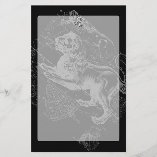 Chrome Like Leo Zodiac Constellation Map Hevelius Stationery