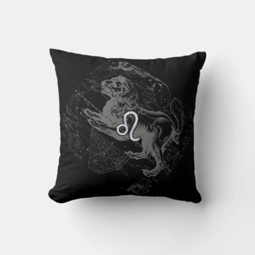 Chrome Like Leo Zodiac Constellation Map Hevelius Throw Pillow