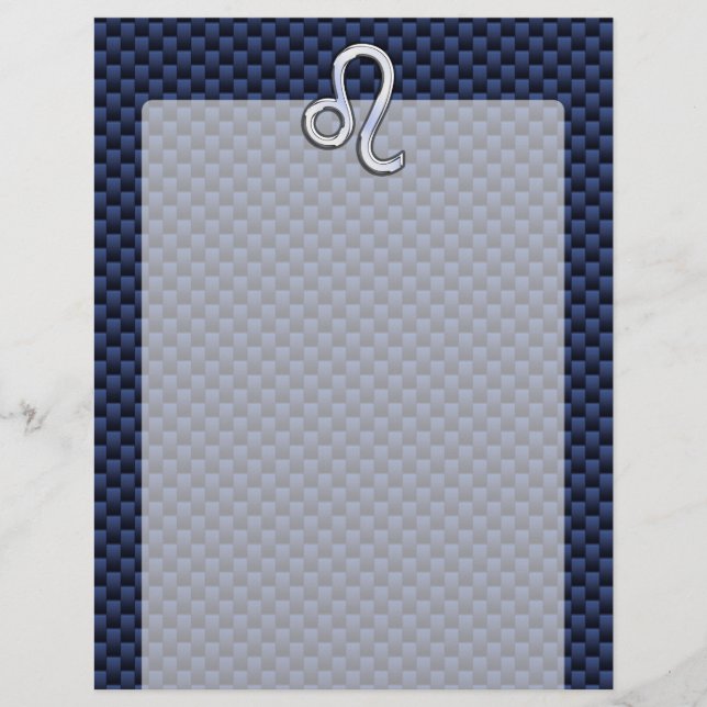 Chrome Like Leo Zodiac Sign Blue Carbon Fiber (Front)