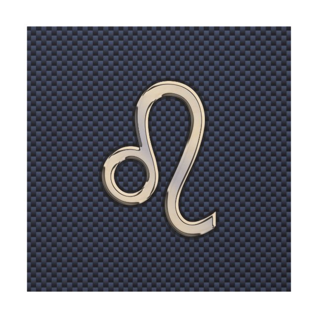 Chrome Like Leo Zodiac Sign Blue Carbon Fiber (Front)