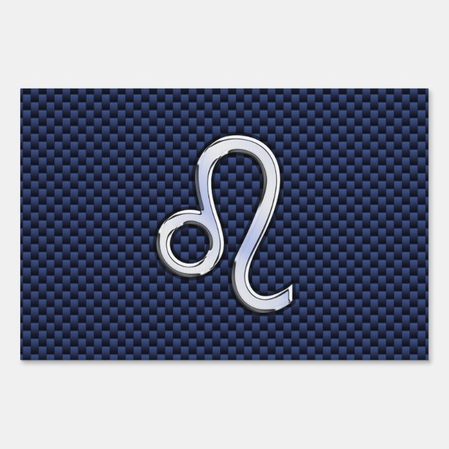 Chrome Like Leo Zodiac Sign Blue Carbon Fiber (Front)
