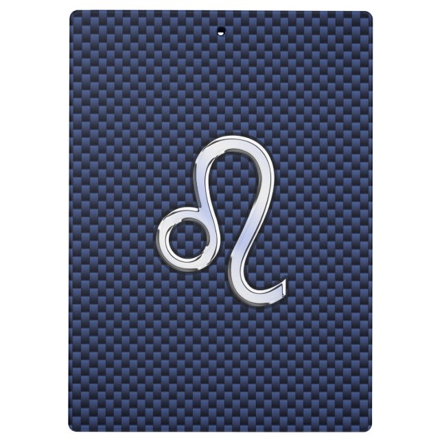 Chrome Like Leo Zodiac Sign Blue Carbon Fiber Clipboard (Back)