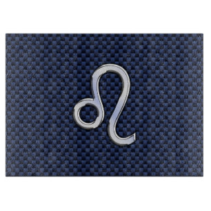 Chrome Like Leo Zodiac Sign Blue Carbon Fiber Cutting Board