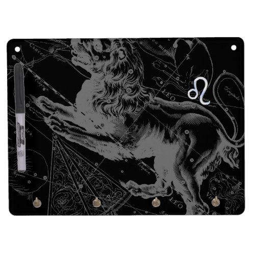 Chrome like Leo Zodiac Sign on Hevelius 1690 Dry Erase Board With Keychain Holder