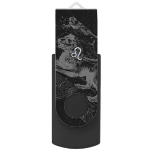 Chrome like Leo Zodiac Sign on Hevelius 1690 USB Flash Drive