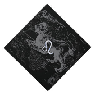 Chrome like Leo Zodiac Sign on Hevelius Graduation Cap Topper