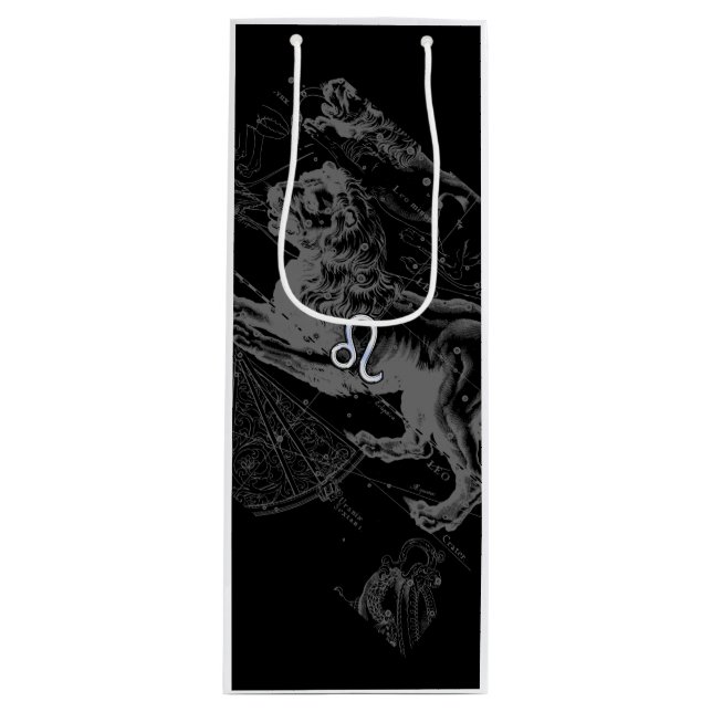 Chrome like Leo Zodiac Sign on Hevelius Wine Gift Bag (Front)