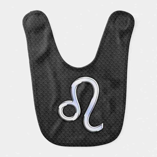 Chrome Like Leo Zodiac Sign on snake skin Bib (Front)