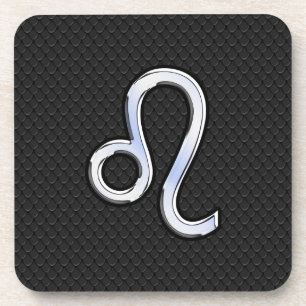 Chrome Like Leo Zodiac Sign on snake skin Coaster