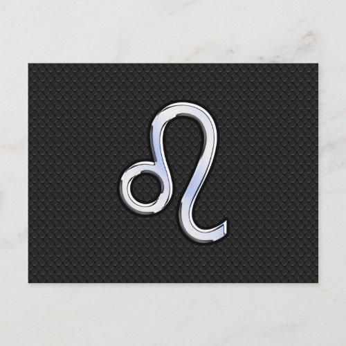 Chrome Like Leo Zodiac Sign on Snake Skin Decor Postcard