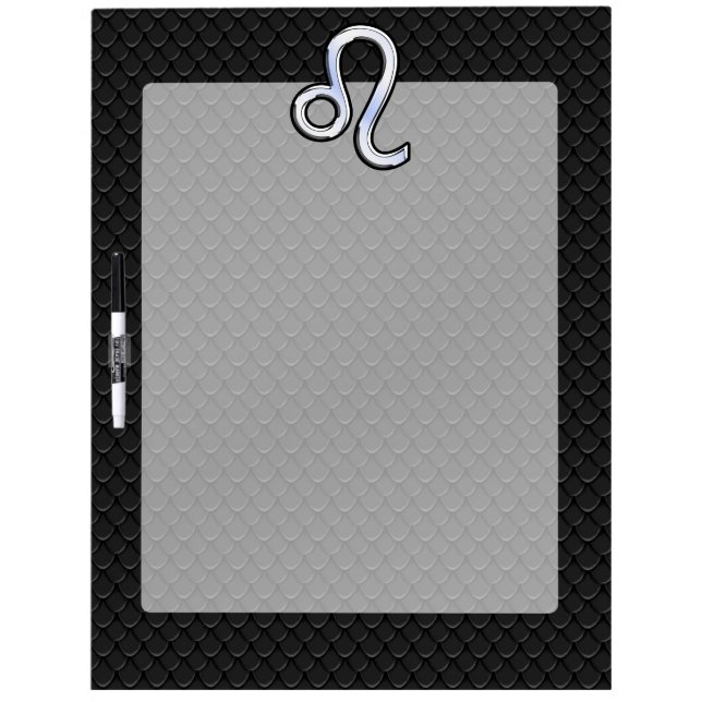 Chrome Like Leo Zodiac Sign on snake skin Dry Erase Board (Front)