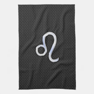 Chrome Like Leo Zodiac Sign on snake skin Kitchen Towel