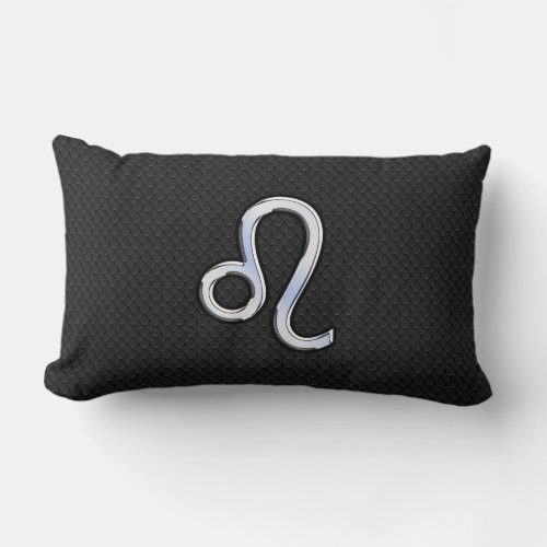 Chrome Like Leo Zodiac Sign on snake skin Lumbar Pillow