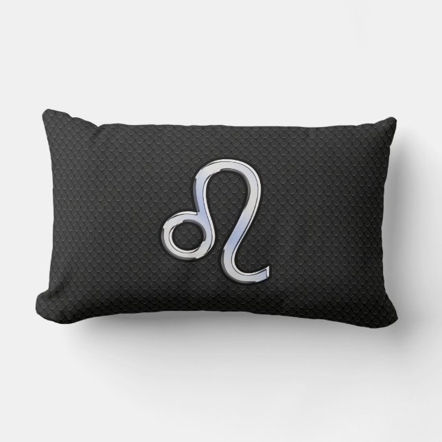 Chrome Like Leo Zodiac Sign on snake skin Lumbar Pillow (Front)