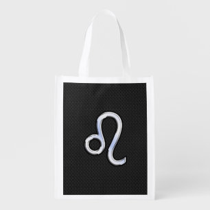 Chrome Like Leo Zodiac Symbol on snake skin Grocery Bag