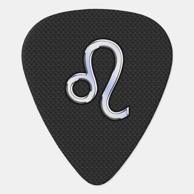 Chrome Like Leo Zodiac Symbol on snake skin Guitar Pick (Front)