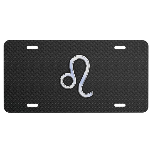 Chrome Like Leo Zodiac Symbol on snake skin License Plate (Front)