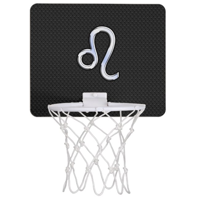 Chrome Like Leo Zodiac Symbol on snake skin Mini Basketball Hoop (Front)