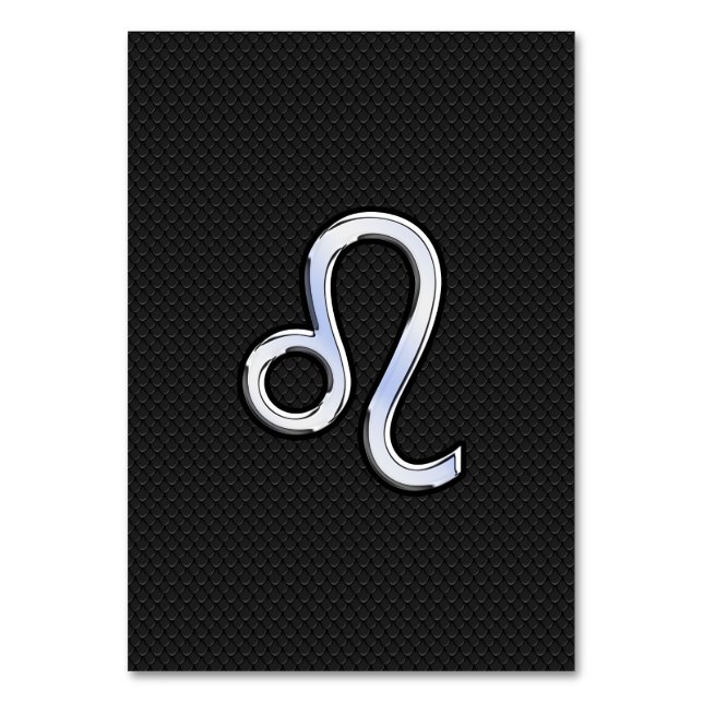 Chrome Like Leo Zodiac Symbol on snake skin Table Number (Front)