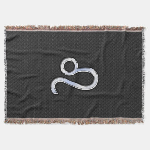 Chrome Like Leo Zodiac Symbol on snake skin Throw Blanket