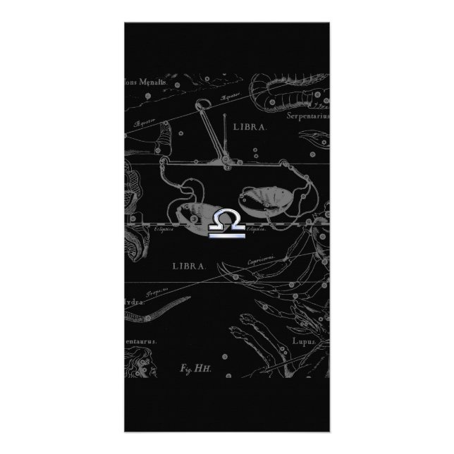 Chrome like Libra Zodiac Sign on Hevelius Card (Front)