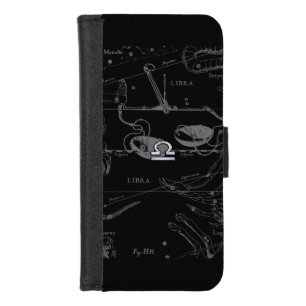 Chrome like Libra Zodiac Symbol on Hevelius iPhone 8/7 Wallet Case