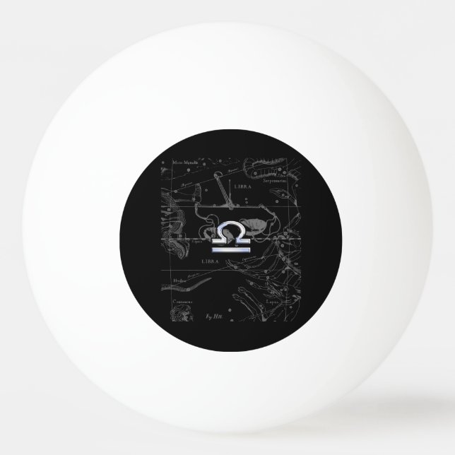 Chrome like Libra Zodiac Symbol on Hevelius Ping-Pong Ball (Front)
