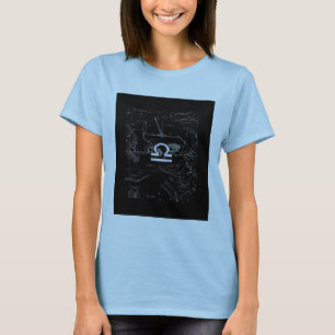 Chrome like Libra Zodiac Symbol on Hevelius T-Shirt