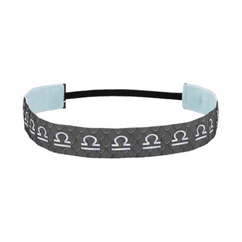 Chrome Like Libra Zodiac Symbol Snake Skin Decor Athletic Headband