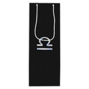 Chrome Like Libra Zodiac Symbol Snake Skin Decor Wine Gift Bag