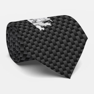 Chrome like Lighthouse on Carbon Fiber print Neck Tie