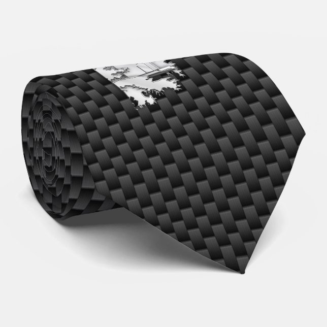 Chrome like Lighthouse on Carbon Fiber print Neck Tie (Rolled)