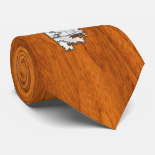 Chrome like Lighthouse on Teak Wood print Neck Tie