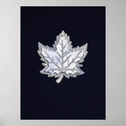 Chrome Like Maple Leaf Carbon Fiber Print