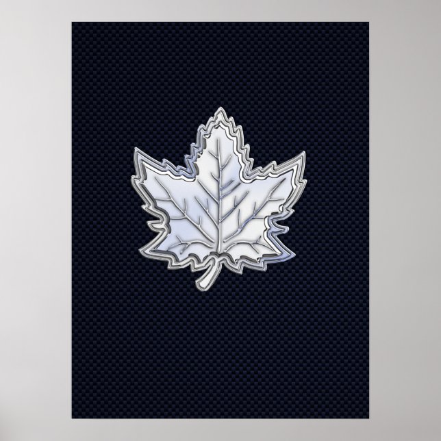 Chrome Like Maple Leaf Carbon Fiber Print (Front)