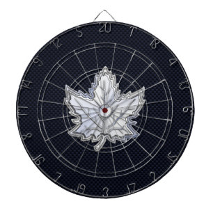 Chrome Like Maple Leaf Carbon Fiber Print Dartboard With Darts