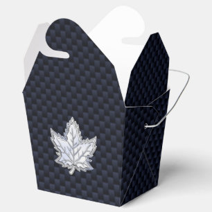 Chrome Like Maple Leaf Carbon Fiber Print Favor Boxes