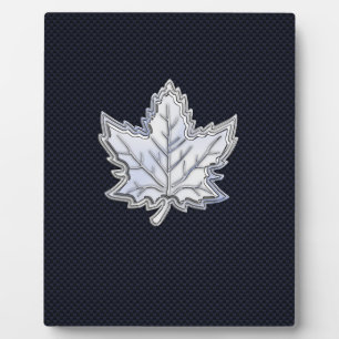 Chrome Like Maple Leaf Carbon Fiber Print Plaque