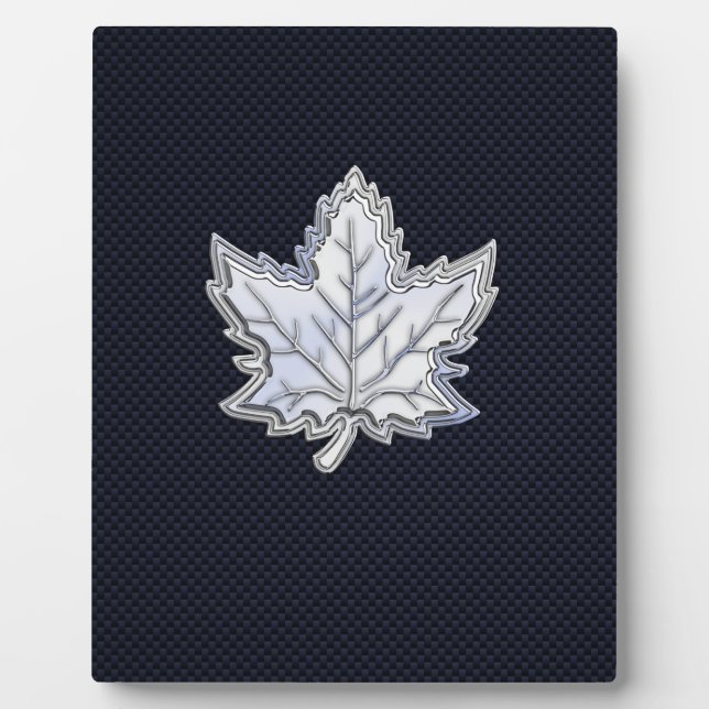 Chrome Like Maple Leaf Carbon Fiber Print Plaque (Front)