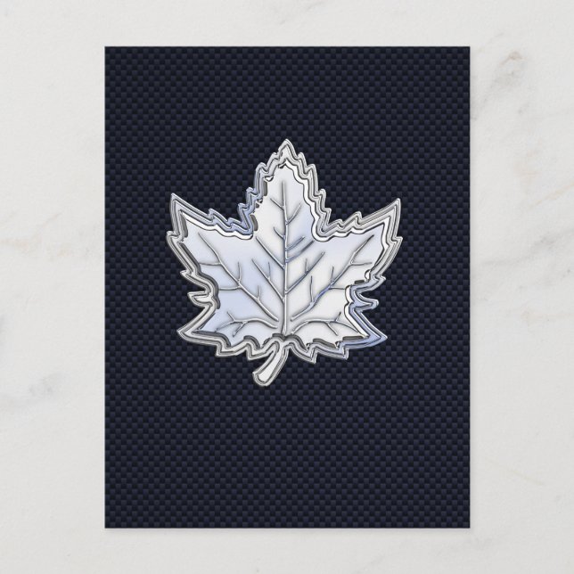 Chrome Like Maple Leaf Carbon Fiber Print Postcard (Front)