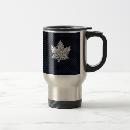 Chrome Like Maple Leaf Carbon Fiber Print Travel Mug