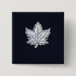 Chrome Like Maple Leaf on Carbon Fiber black Button
