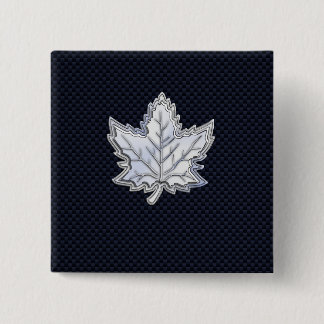Chrome Like Maple Leaf on Carbon Fiber black Button