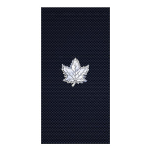 Chrome Like Maple Leaf on Carbon Fiber Print Card