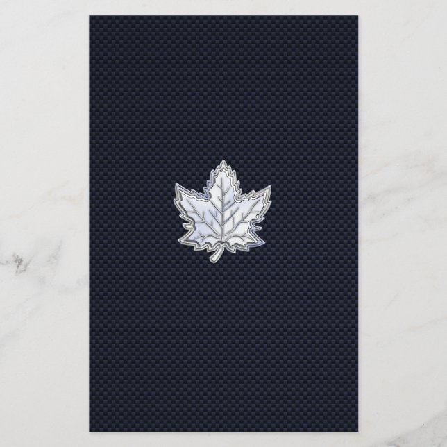 Chrome Like Maple Leaf on Carbon Fiber Print Flyer (Front)