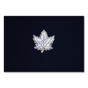 Chrome Like Maple Leaf on Carbon Fiber Print Table Number