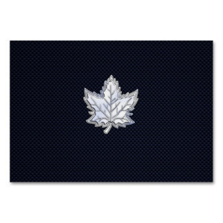 Chrome Like Maple Leaf on Carbon Fiber Print Table Number
